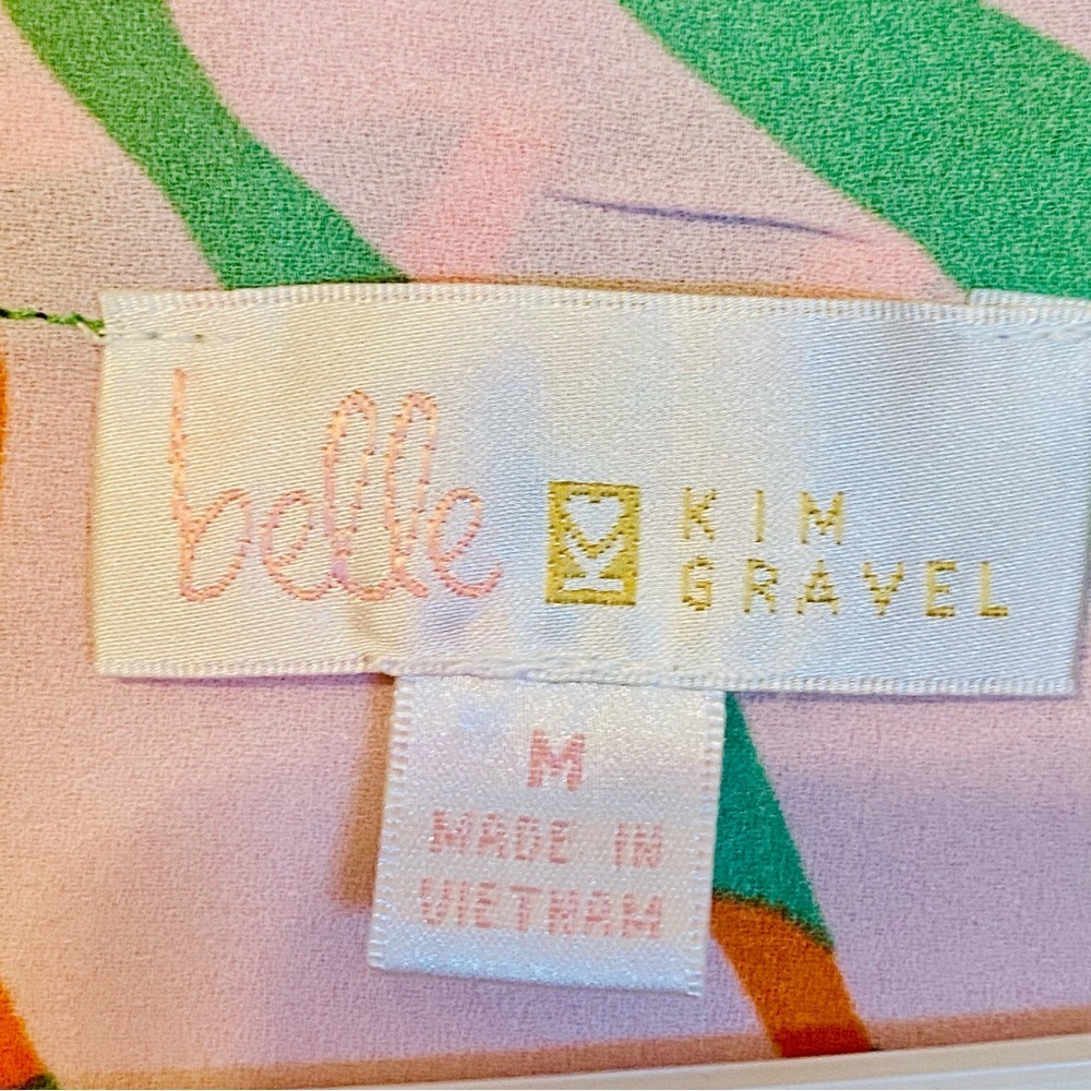 Belle by Kim Gravel Vibrant Green, Pink, and Orange Top Size M - Picture 4 of 7